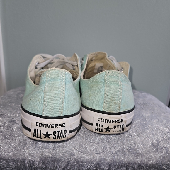Converse Low-Top Canvas Sneakers in Mint Green and White - Picture 2 of 3
